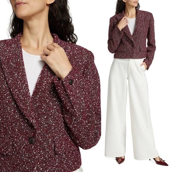 Rag & Bone Valerie Tweed Blazer in Burgundy 12 - Picture 5 of 9